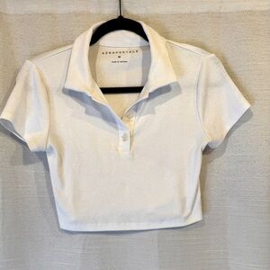 Aeropostale white Ribbed Polo Shirt